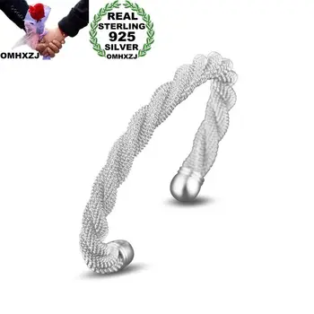 

OMHXZJ Wholesale Personality Fashion OL Woman Gift Mesh Twined Open 925 Sterling Silver 18KT Gold Cuff Bangle Bracelet BR200