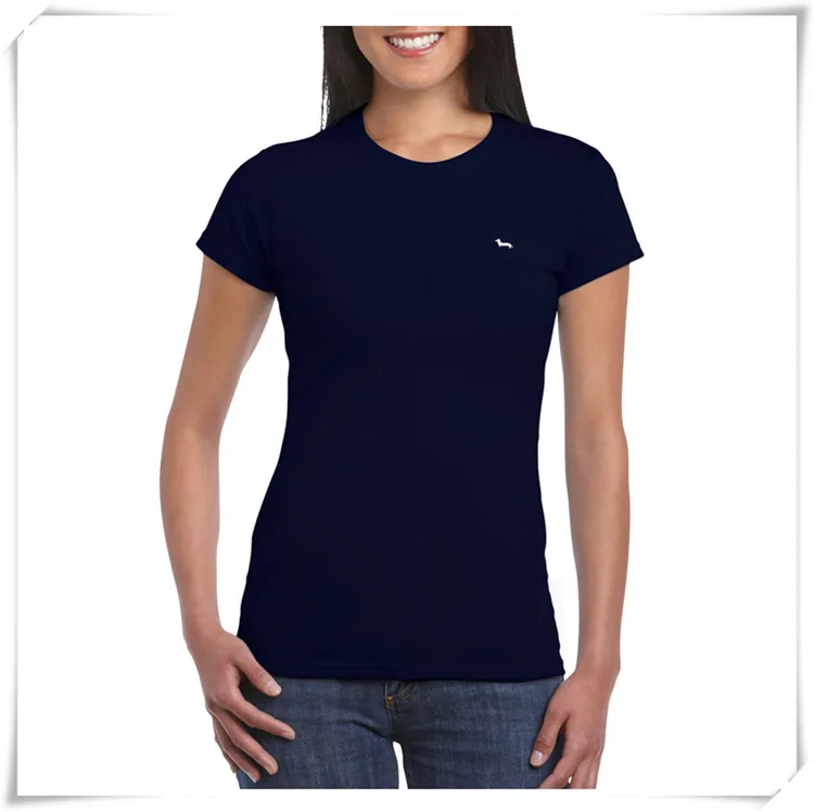 navyblue Новинка, летняя женская футболка, хлопок, Мягкая Повседневная футболка с вышивкой harmon, s blaine, топы, футболки - Цвет: navyblue