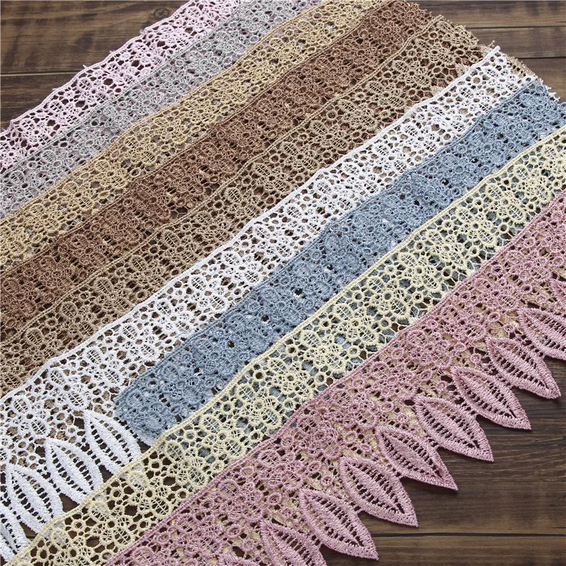 5Yards Colour Polyester Hollow Lace Water-soluble Embroidery Bar Code DIY Curtain Bedcover Plum Mosaic Accessories Elastic | Дом и сад