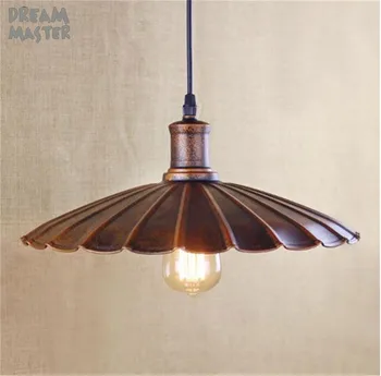 

D34cm Rustic Retro pendant light Wrought Iron Vintage Industrial Lighting Lamp Bar American Country Style Design for Home