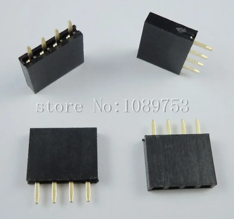 500PCS 4Pin 2.54mm Single Row Straight Female Pin Header 4P Strip PBC ys 532 single row 20pin female headers black 5 pcs