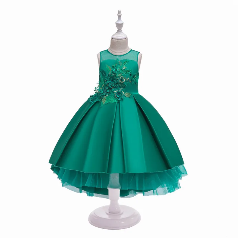 Детские рождественские платья для девочек; платье для свадебной вечеринки для маленьких девочек; детское платье на выпускной; платье-пачка с цветочным рисунком; Одежда для девочек - Цвет: green