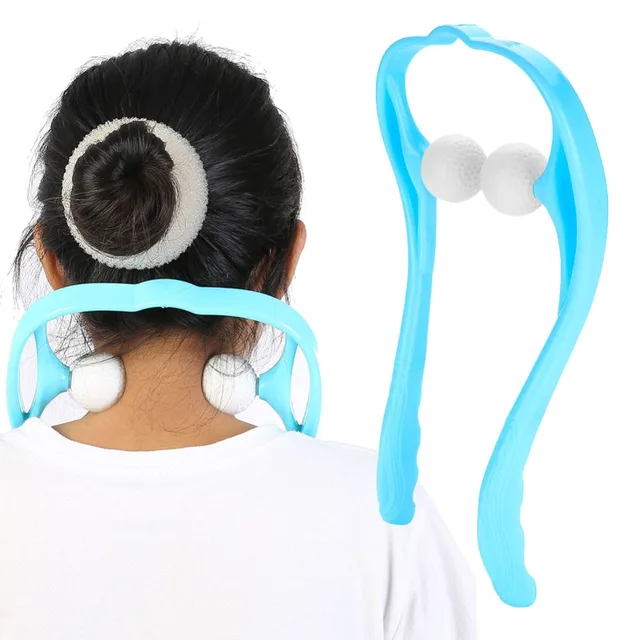 Manual Roller Ball Cervical Neck Massager Handle Self Massage Tool