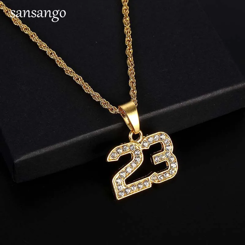 Новое поступление, Хрустальная хип-хоп баскетбольная Легенда с номером 23, ожерелье s& Pandent, блестящая золотая кубинская цепочка, ожерелье, ювелирные изделия для мужчин