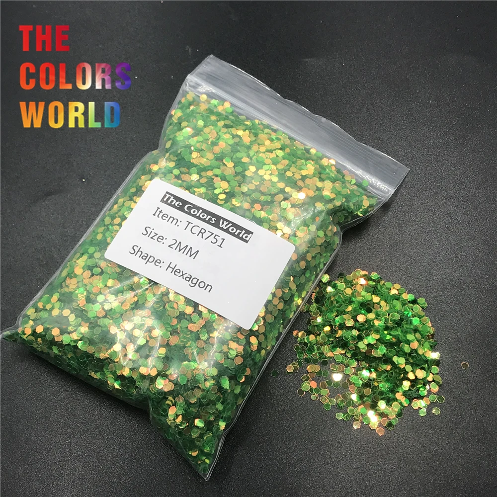 

TCR751 Thick Iridescent Rainbow Green Hexagon Nail Glitter Nail Art Decoration Body Glitter Makeup Face Paint Henna Handwork DIY