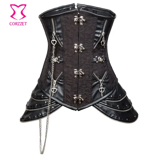 6xl plus size gothic clothing black floral brocade and leather steel plus size steel boned corsets