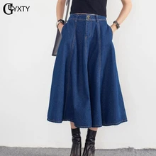 GBYXTY jupe Джинсы женские летние винтажные с высокой талией плиссированная повседневная юбка с карманами длинная джинсовая юбка макси юбка jupe femme ZA449