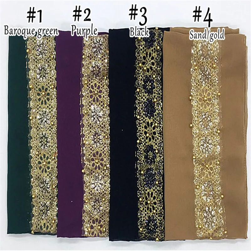 Для женщин шарф Простой макси шарфы для с золотой планшеты шаль лоскутное дизайн мягкий мусульманский хиджаб Элитный бренд