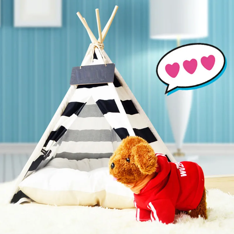 Foldable Pet Tent Outdoor Indoor Teepee Doghouse Camping Tent Pet Bed for Small Dog Puppy Cat Kennel Tents Beds With Cushion