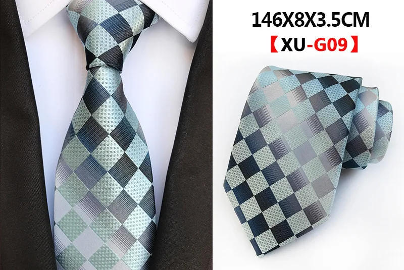 Классический Пейсли геометрический проверенный плед Полосатый жаккард Тканый шелковые смокинги полиэстер мужской галстук - Цвет: XU-G09