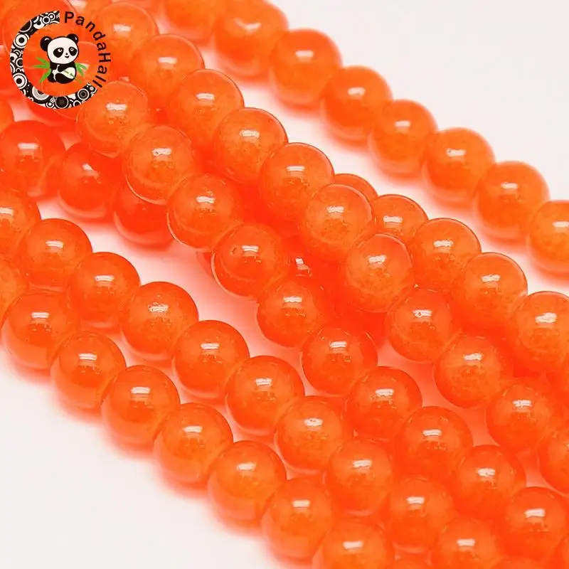 OrangeRed 6 мм 8 мм стеклянные круглые бусины для изготовления украшений окрашенные 15,7" - Цвет: OrangeRed