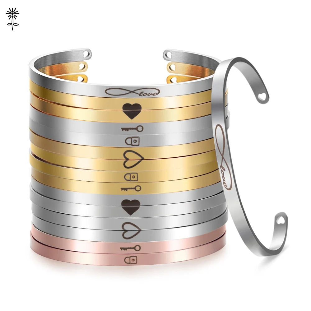 

Stainless Steel Rose Gold Positive Inspirational Design Bracelet Engraved Quote Mantra Bracelet & Cuff Bangle For Lovers SL-014