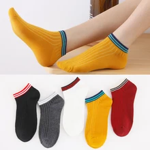 5 пар, женские короткие носки, цветные женские укороченные носки, летние и Весенние Простые хлопковые носки для девочек