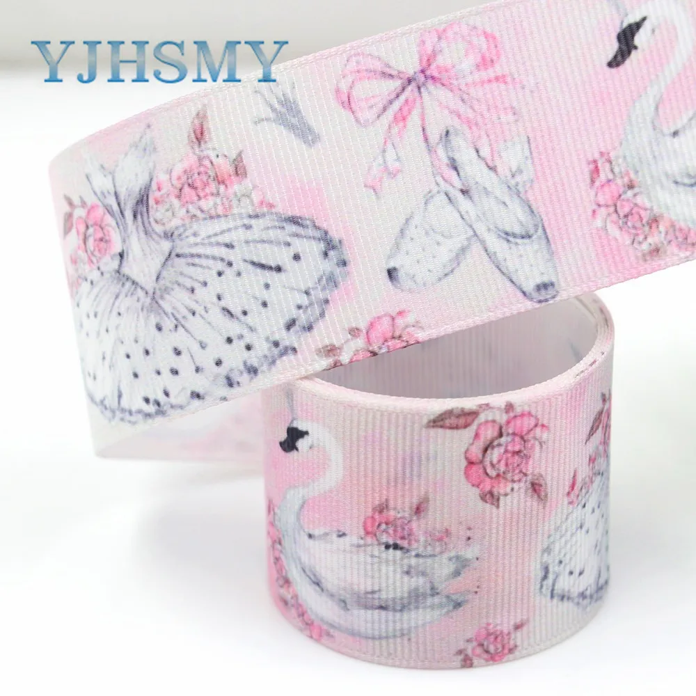 YJHSMY I 181117 251 10 ярдов 38 мм мультфильм цветок ленты термопечать grosgrain украшение