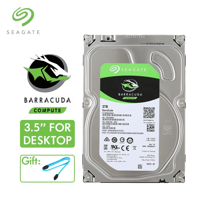 

Seagate BarraCuda Internal HDD 3TB SATA 6Gb/s 64MB Cache Hard Drive 7200RPM 3.5 Inch Hard Disk 3 TB Hardisk For Desktop Notebook
