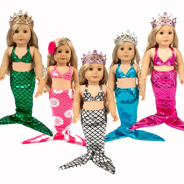 18 inch Doll clothes Mermaid crown dress 18" girl doll summer swim clothes  bikini baby doll dress - AliExpress