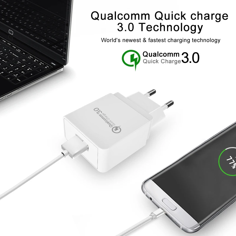 GUSGU الهاتف المحمول شاحن 18 واط USB شاحن ل فون سريعة تهمة 3.0 شاحن سريع USB السفر محول لهواوي سامسونج LG
