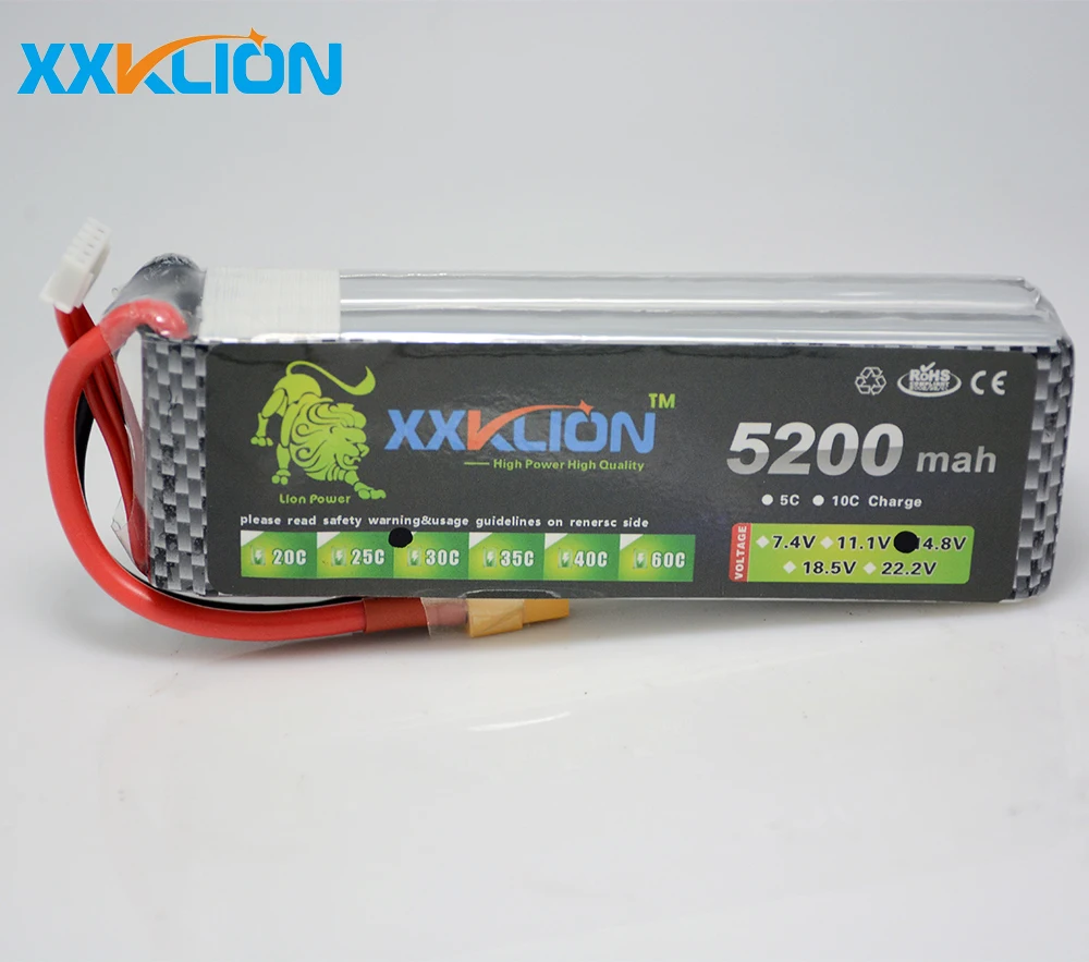 XXKLION Lipo Battery 4S 14.8v 5200mah 30c T Plug/X...