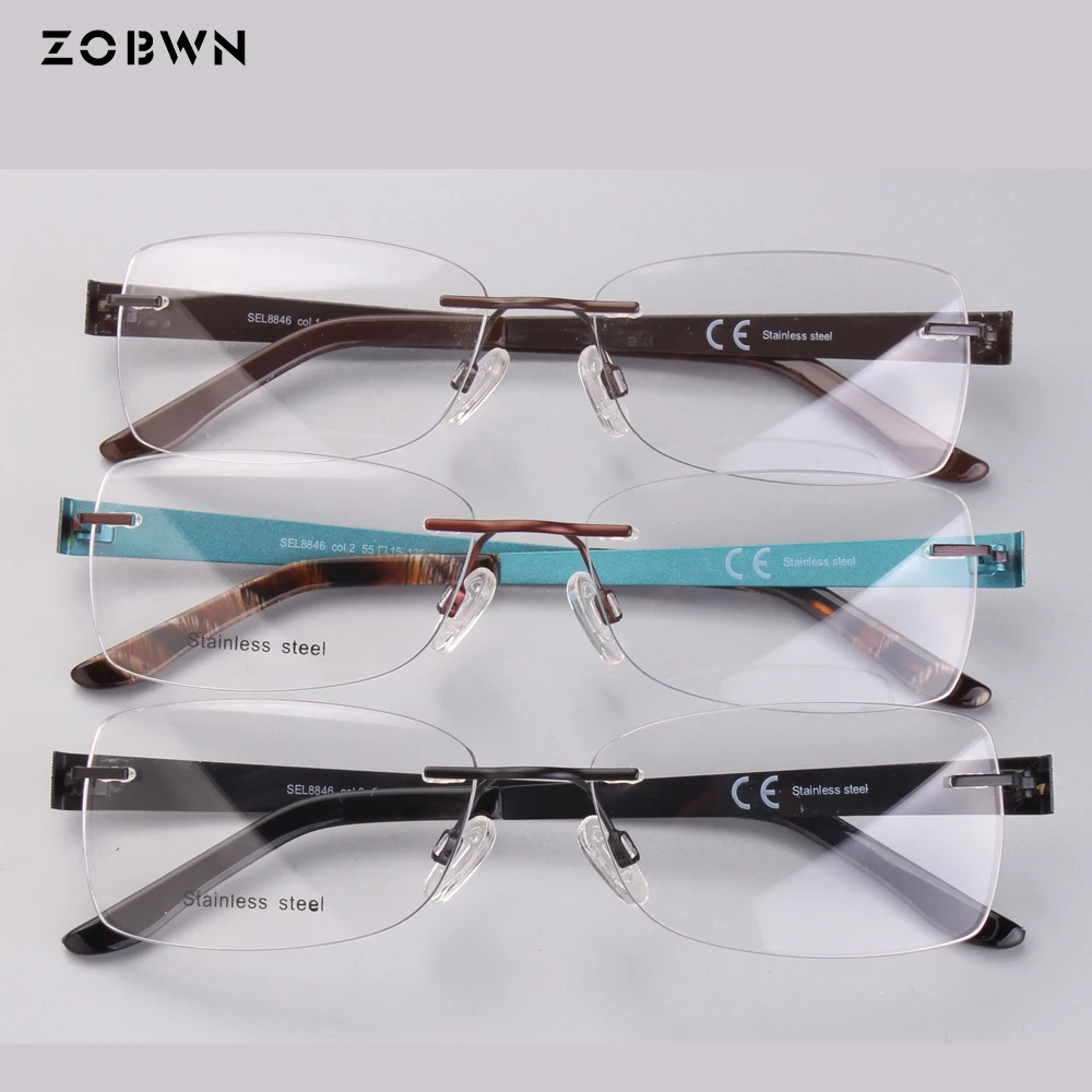 

wholesale promotion from manufacture Rimless man myopia reading Eye Glasses women Computer oculos de grau feminino prescription