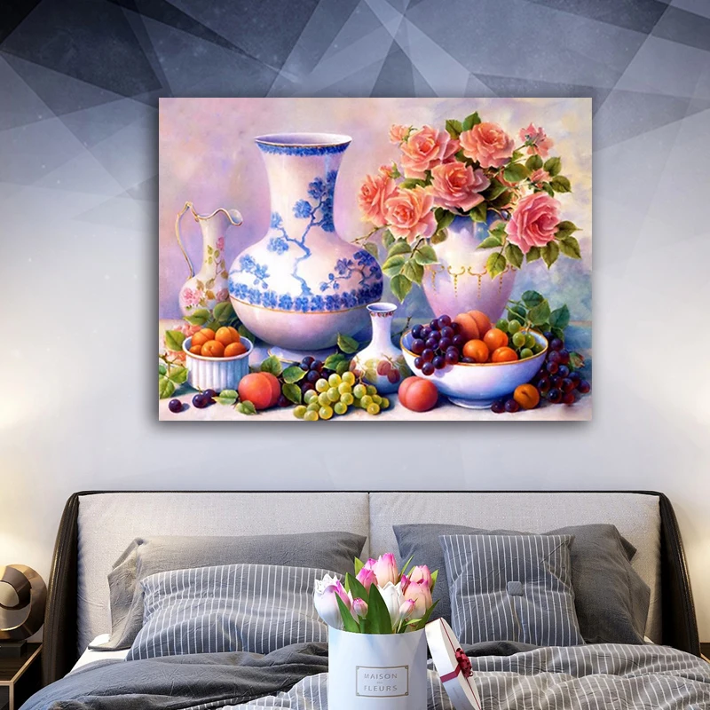 

DIY colorings pictures by numbers with Combination of fruit picture drawing Relief painting by numbers framed Home