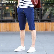 Мужские шорты 98% Хлопок 2% спандекс тренд Лето хаки синий эластичный пояс уличная молодых мужчин колено мода повседневные мужские короткие штаны