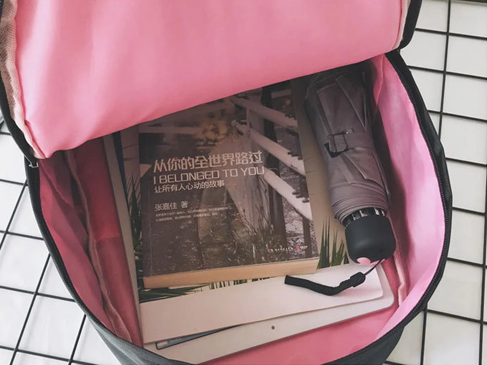 Простой письменный рюкзак розовый корейский вариант дикого большой емкости рюкзак водонепроницаемый дышащий Оксфорд ткань Студенческая сумка