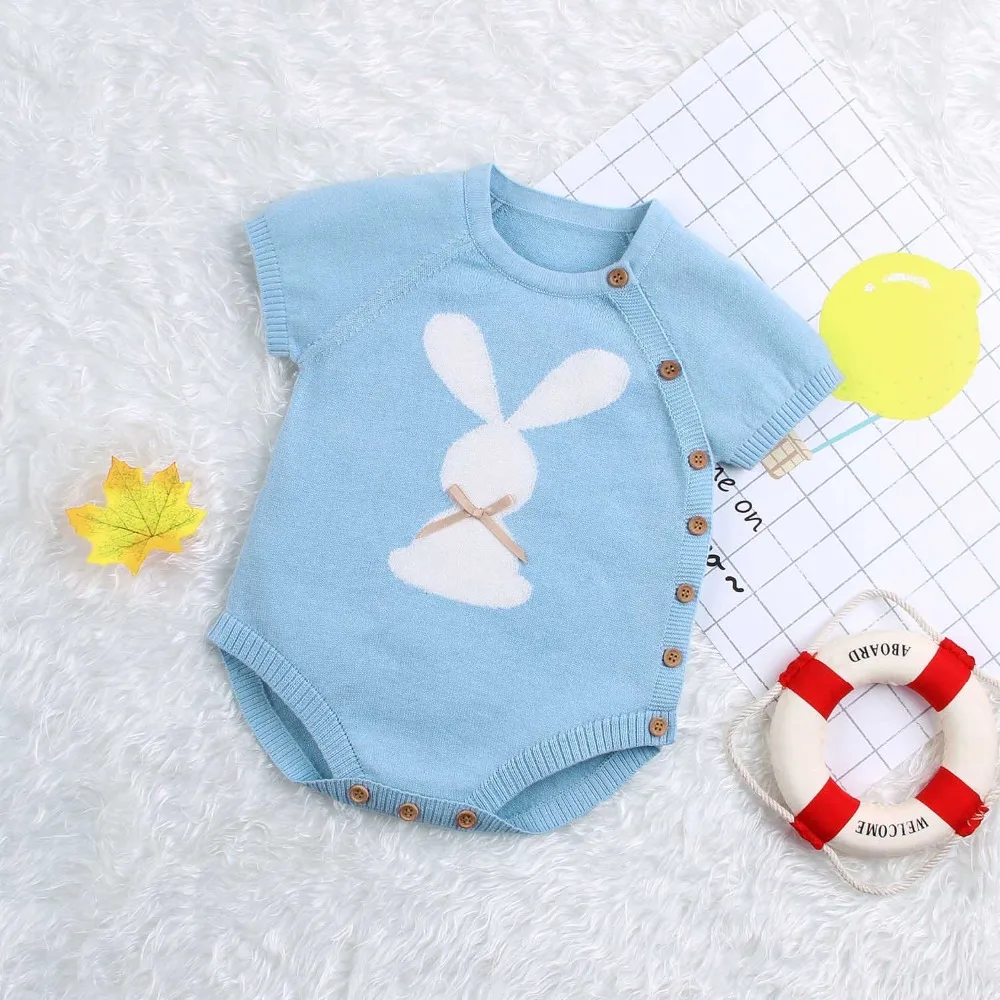 

Baby Bodysuits Summer 2019 Newborn Easter Onesie Tops Cute Rabbit Pattern Toddler Infant Coveralls Children's Jumpsuits Costumes
