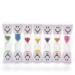 Мини Новая мода Дети 3-Minutes кисть зубы песок таймер детские игрушки 7 цветов образование улыбающееся лицо Песок Часы песочные часы