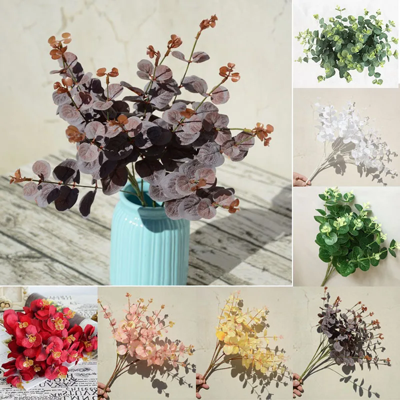 

16 Heads Artificial Plant Simulation Green Leaves Fake Plastic Plant Flowers Leaf Room Home Decoration Tropical Party