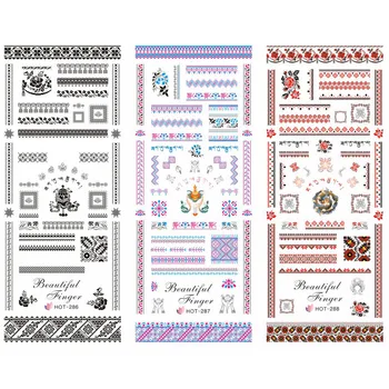 

3 PACKS / LOT LACE FLOWER NAIL TATTOOS STICKER WATER DECAL NAIL ART HOT286-288