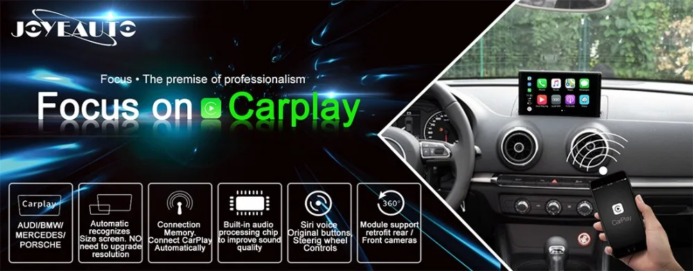 Joyeauto wifi беспроводной Apple Carplay Car Play Модифицированная A3 MMI 3g Plus 2012- для Audi Android зеркальная Поддержка камеры заднего вида