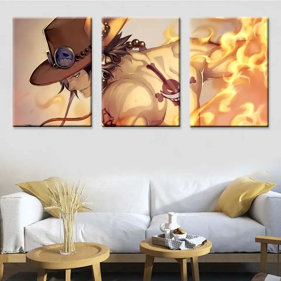 現代の壁の芸術子供の部屋の装飾アニメワンピース画像 3 パネル北欧ポスターキャンバス卸売 絵画 書道 Aliexpress