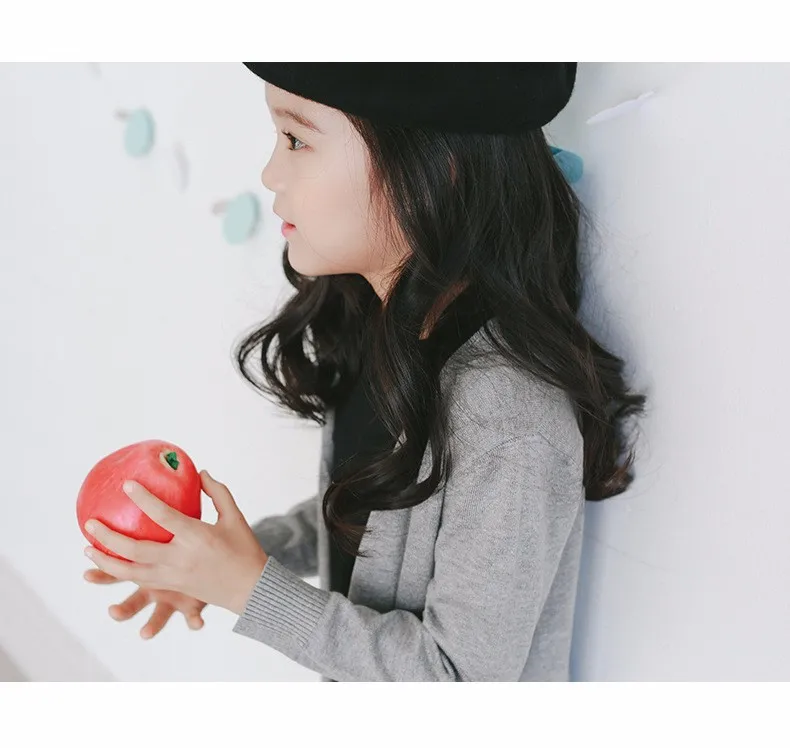 knitted girls cardigan coats 2017 new spring autumn long knitting baby big girls tops red gray black knit sweater kids clothes  (25)