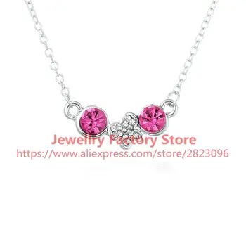 

300pcs/lot big crystal silver chain necklace fashion lady jewelry necklace wholesale jewelry necklace