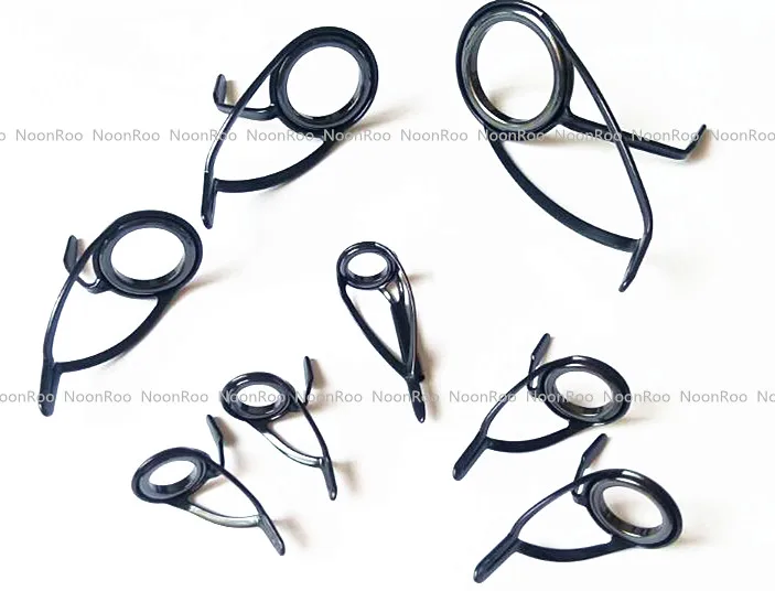 

KW guide kit 1 set (8 pcs) / Silver & Black & Gun smoke color frame with Alconite ring Carp/Surf /B Rod Repair rod building