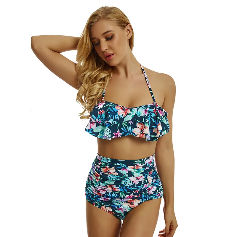 CTS Ruffles Printed Swimwear Women Bikini Set 2 Pieces High Waist Beach Suit Swimsuit Biquini Sexy Backless Girls Bikinis Women (7)