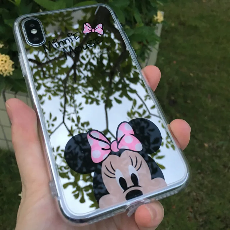 

Minnie Mouse Mickey Mirror Cute Case for iPhone 7 8 Plus 6s plus Case TPU Silicone Cartoon Cover for iPhone X Xr Xs Max 7 8 Plus