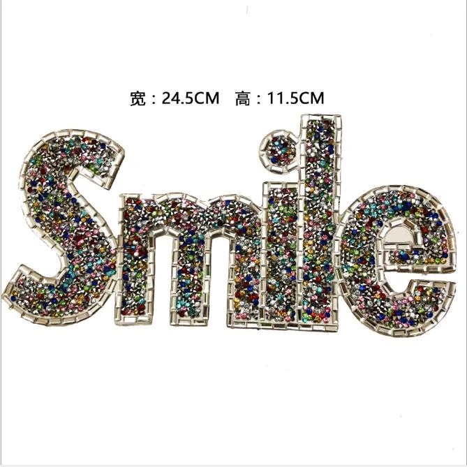 新作ホット掘削英語手紙笑顔刺繍英国バッジ布衣類付属品 Patches Aliexpress