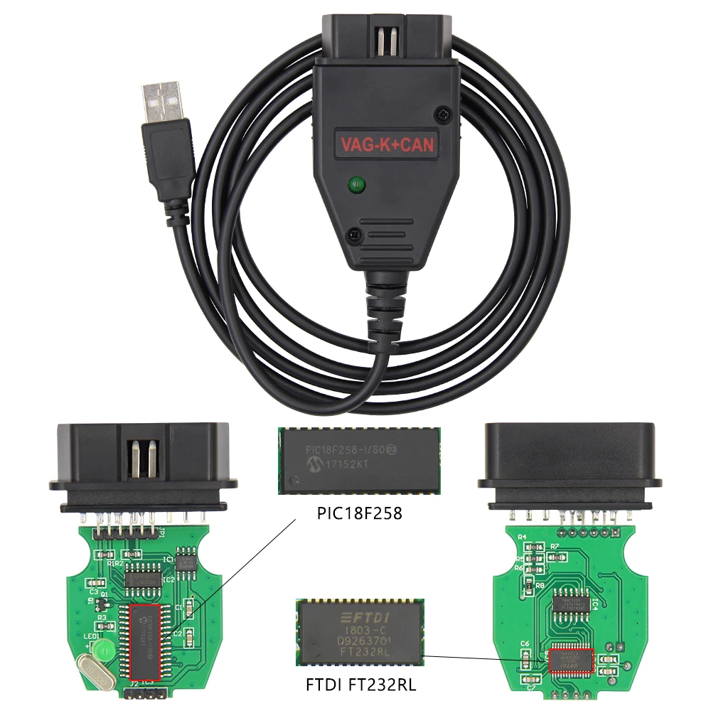 VAG K CAN Commander 1,4 OBD OBD2 автомобильный диагностический авто инструмент кабель с FTDI FT232RL PIC18F258 CAN K-Line для VW/AUDI/SKODA/Seat