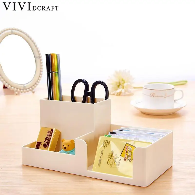 

Desk Organizer Pen Stand Multifunctional Candy Color Pen Pencil Holder Container Plastic Stationery Storage Box