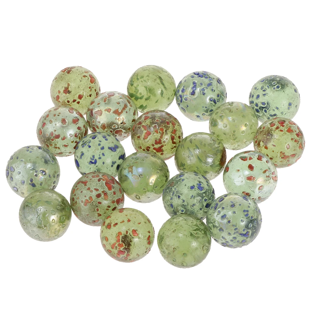 16mm Small Glass Marbles, Pack of 20, Kids Marble Game Toy, Chinese Checkers Accessory - Green