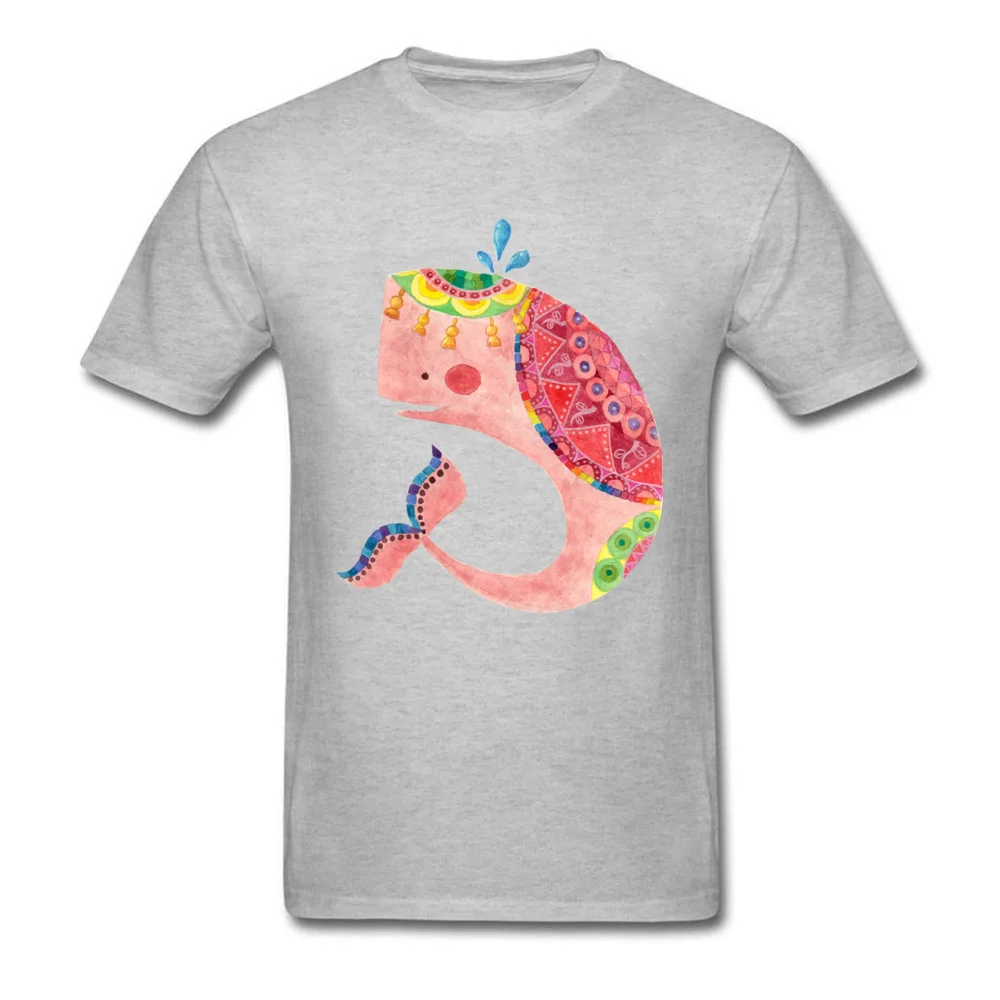 O Neck The Pink Whale All Cotton Youth Top T-shirts Custom Short Sleeve Tops & Tees 2017 Hot Sale Cool Tee-Shirt The Pink Whale grey