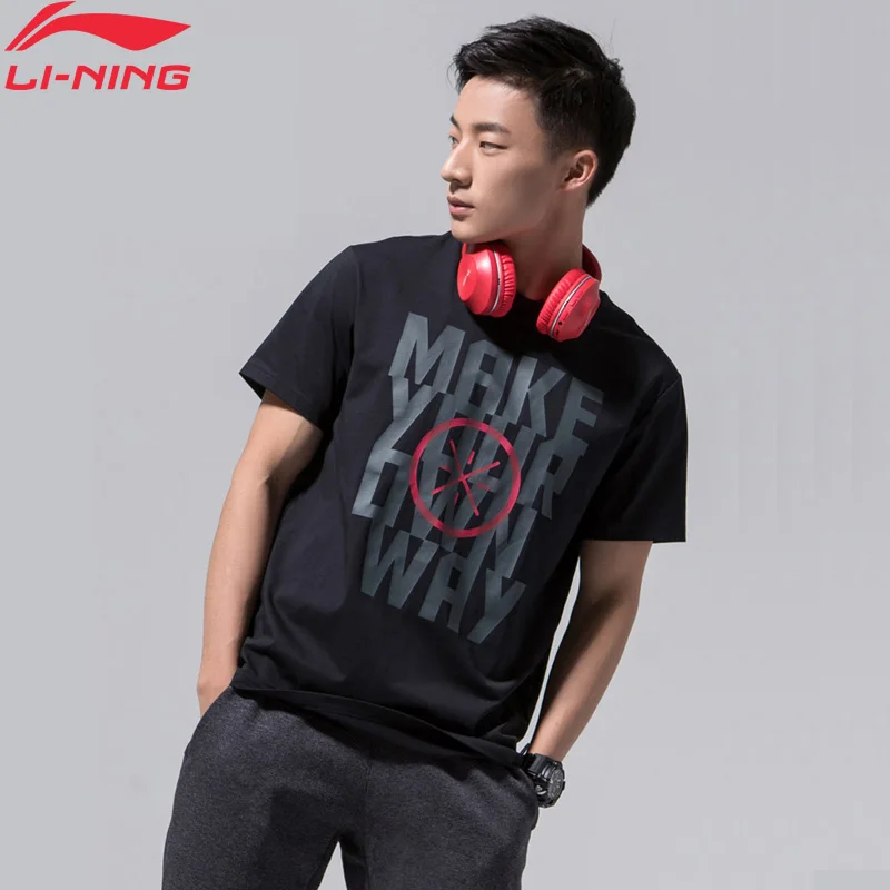 Günstige Li Ning Männer Wade Serie Jersey Atmungsaktive 73% Baumwolle 27% Polyester Futter Regular Fit Sport T Shirts T AHSN493 MTS2834