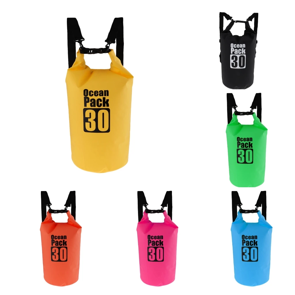 30L Waterproof Dry Bag Roll Top Backpack & Adjustable Shoulder Strap for Kayak Boating Canoeing Rafting Sailing Drifting Fishing