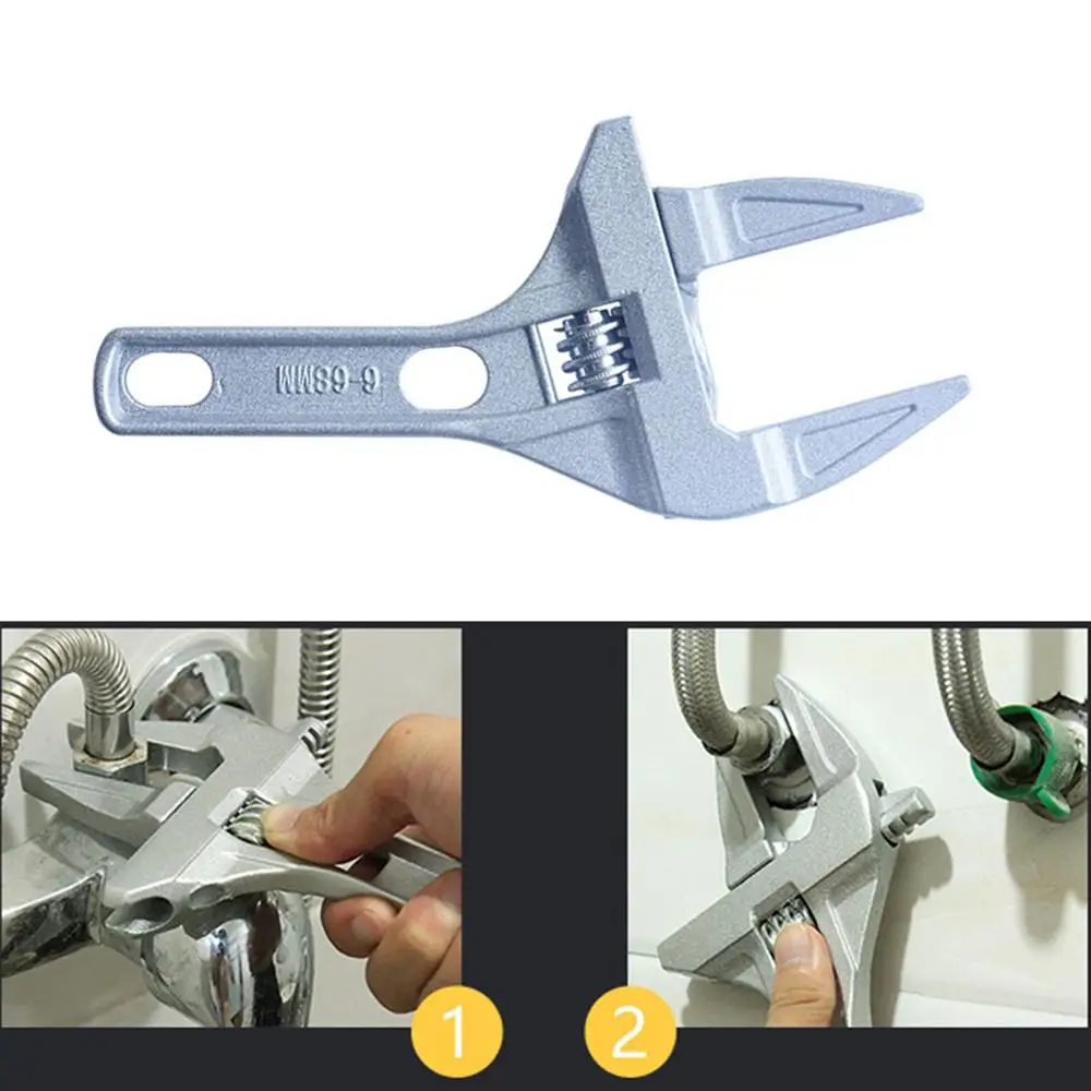 

1pc Adjustable Universal Snap Grip Wrench Aluminum Alloy Short Shank Large Opening Wrench Spanner Bathroom Repair Tools