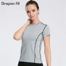 Дракон Fit офсетная печать Лоскутная Bodycon дышащая футболка Для женщин спортивные тренировки быстрое высыхание Топы корректирующие удобные Бег Топ