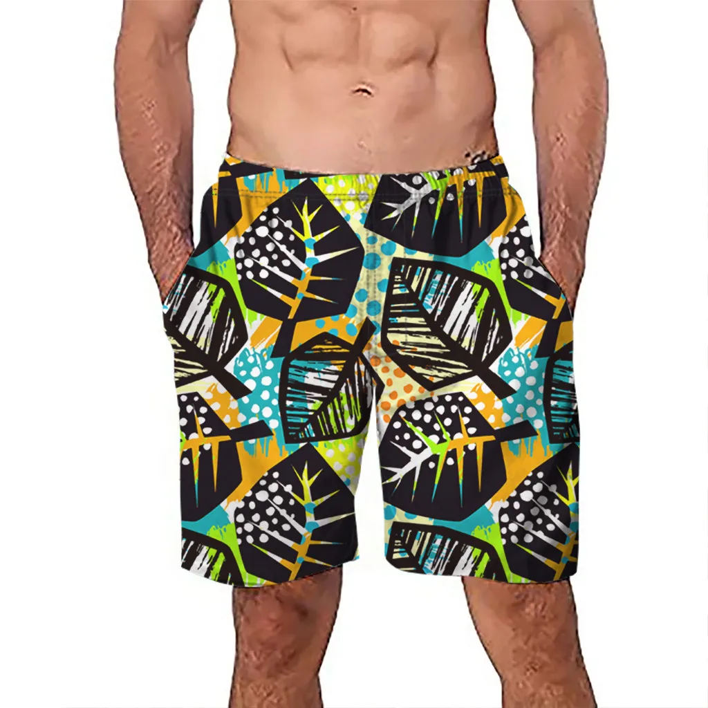 

2019 Leaf Print Men Swimsuit Summer Elastic Men Swimming Trunks Beach Bathing Swimwear Shorts Swimsuit Mayo Sunga Masculina Pant