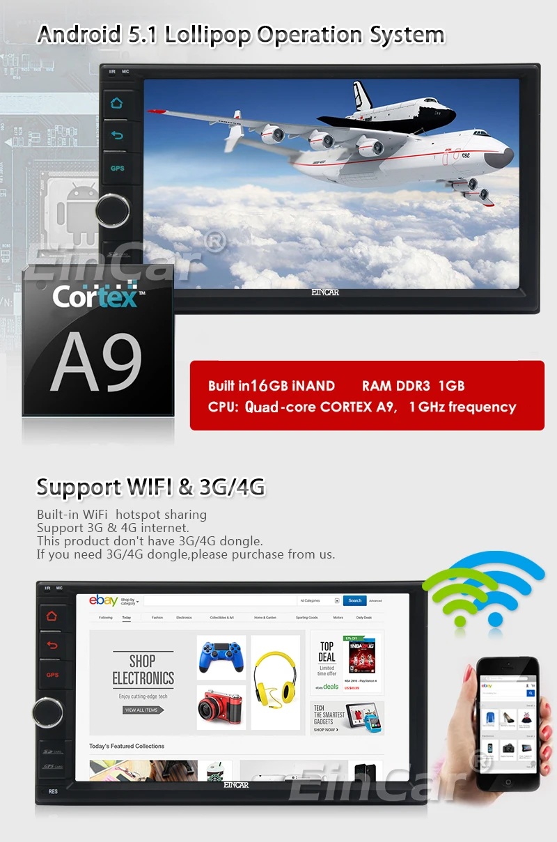Clearance 2Din Head Unit Android 5.1.1 GPS radio Car Stereo Auto Radio Audio 1080P Video Player Wifi FM Steering Wheel Control+rear Camera 2