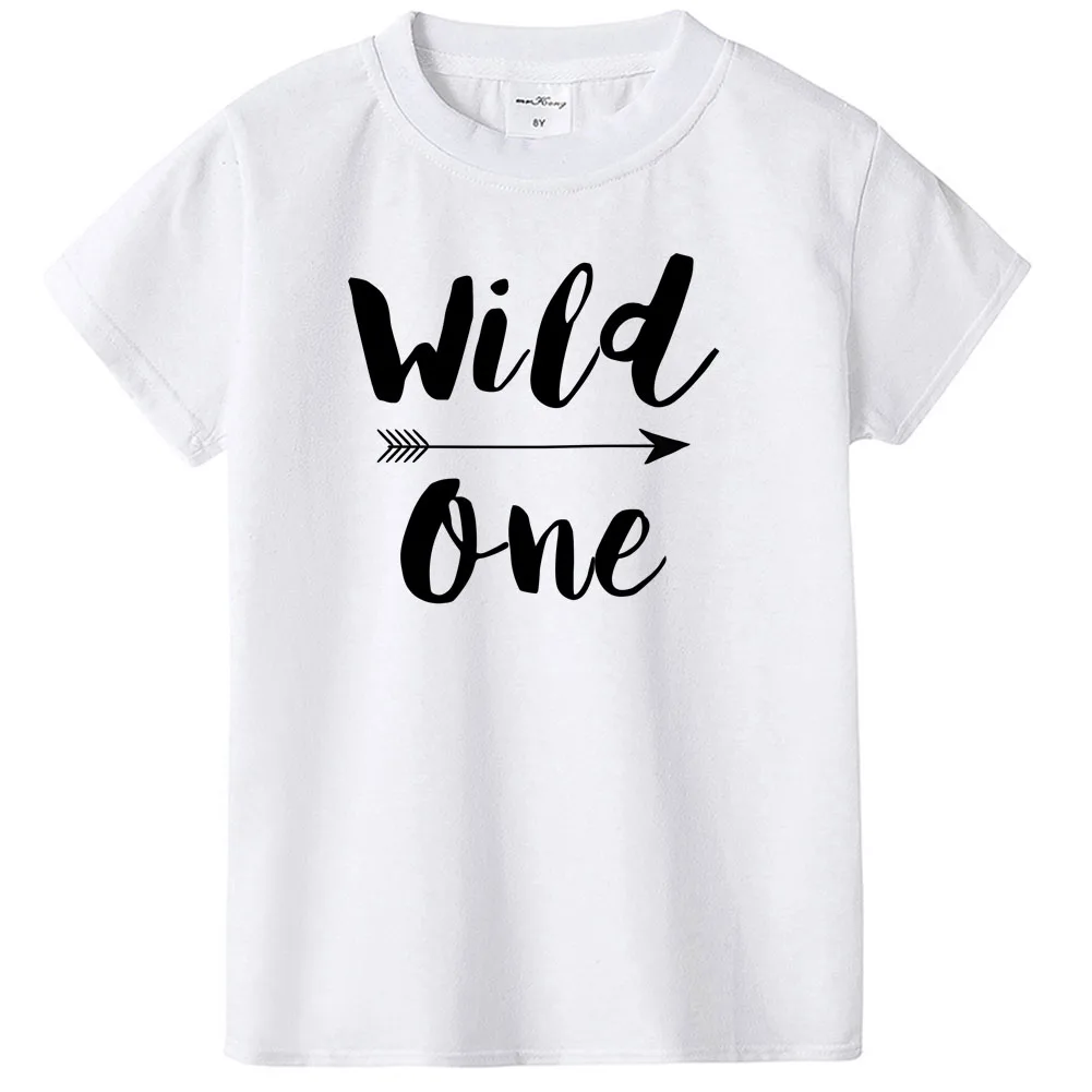 Wild One/Детские топы, детские футболки Летние футболки с короткими рукавами для мальчиков футболки для маленьких девочек, одежда повседневная детская футболка с круглым вырезом