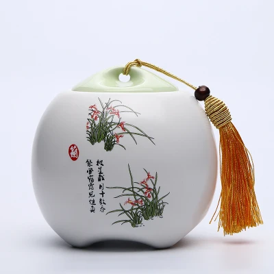 Защита окружающей среды керамические кувшины, герметичный китайский стиль чай Caddie сахар, кофе бобы еда чай caddy хранения бутылочки и баночки - Цвет: Orchid